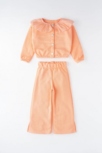 Julia Kız Bebek Yakası Simli Tüllü Fisto Pamuklu İkili Takım